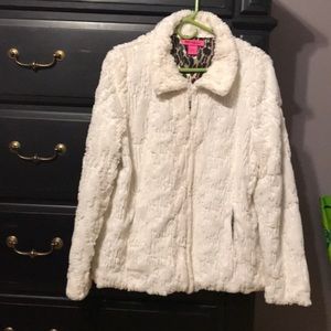White furry Betsey Johnson jacket NWOT